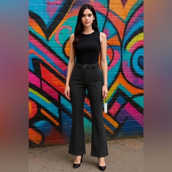 Carole Wren Pants Sz Small Grey Super Supper Soft Flared Pleated Trousers NWT - Picture 9 of 9